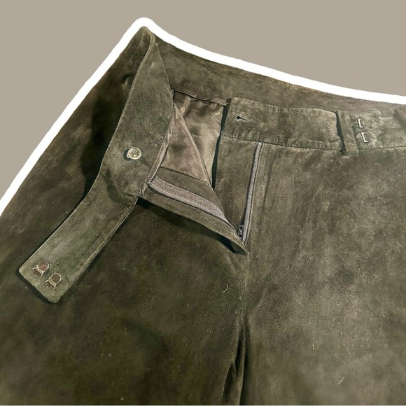 Liz Claiborne Vintage Black 100% Genuine Suede Trousers Size 10 - Picture 2 of 12